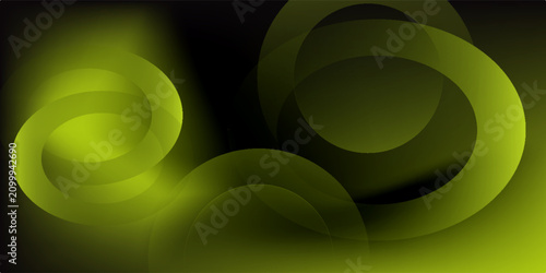 Quadro em tela 3D Vibrant Lime Green Interlocking Curved Fluid Tube Abstract Background on Dark Gradient