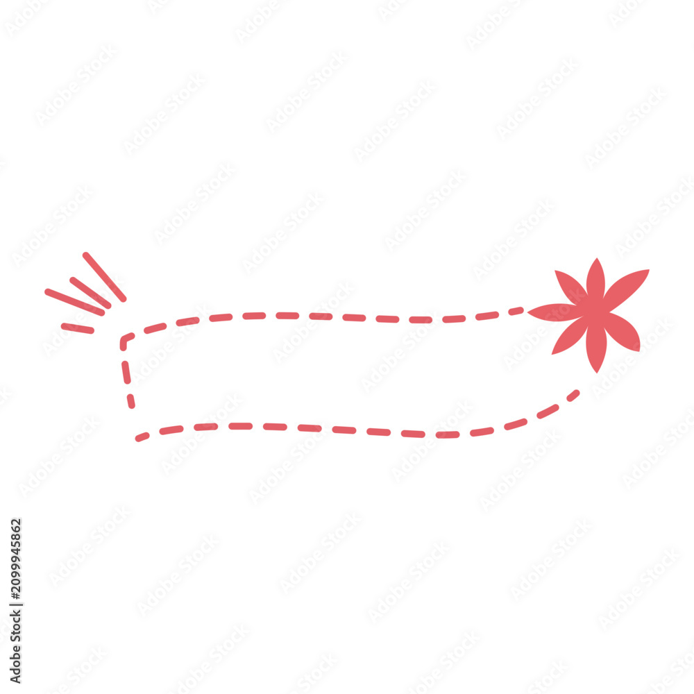 Fototapeta premium Dashed speech bubble vector with decorative accents for designs.