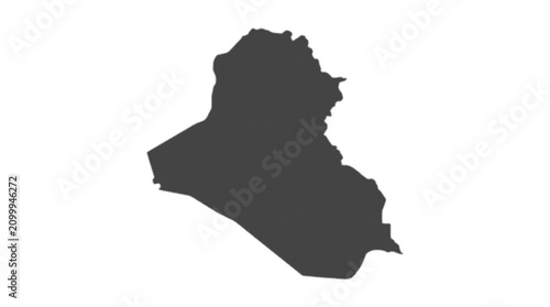 Foto A detailed vector silhouette map of Iraq featuring a complex dark geometric mosaic pattern, isolated on a white background, perfect for geography or travel projects