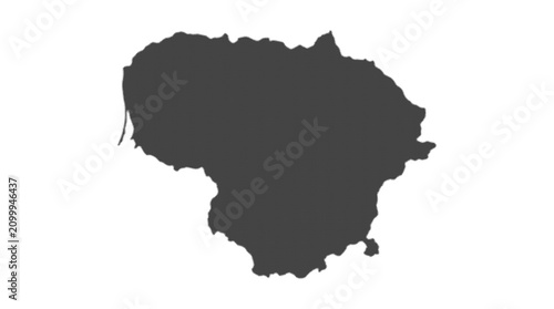 Bild auf Leinwand A detailed vector silhouette map of Lithuania, featuring a complex dark geometric pattern texture, isolated on a clean white background for professional cartographic design