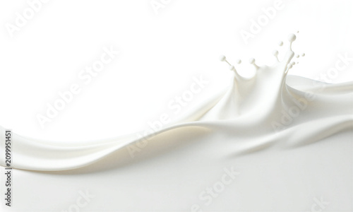 Milk splash wave dynamic pour of white liquid isolated on a transparent background for dairy product branding