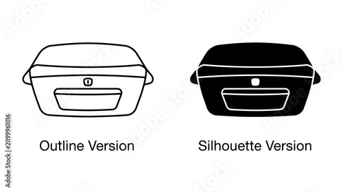 Photography Outline and Silhouette of a Carry-on Luggage: Two distinct representations of a carry-on suitcase, one in outline and the other as a silhouette, showcasing its design and form
