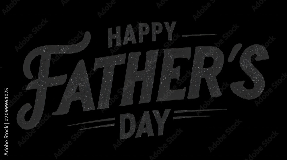 Fototapeta premium Fathers day text is presented in a clean charcoal grey sans-serif font on a dark background.