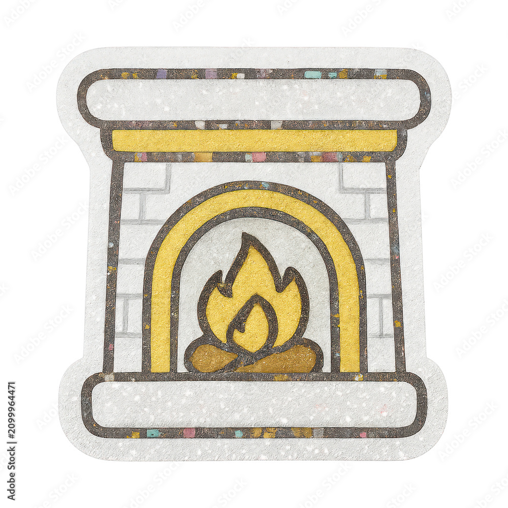 Obraz premium PNG Cozy fireplace illustration art