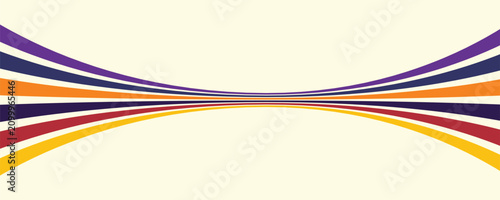 Vektor latar belakang 70-an abstrak berwarna-warni. Vintage retro wallpaper dengan garis-garis pelangi dan garis bergelombang. Sebuah ilustrasi warna 1970 yang cocok untuk poster.
