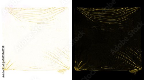 Tableau sur toile Transparent plastic wrap texture on black and white backgrounds, wrinkled cellop