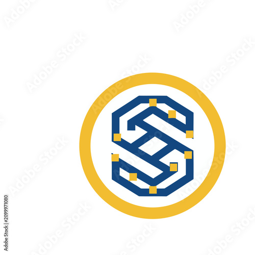 Abstract S Letter Logo with Hexagon and Circle