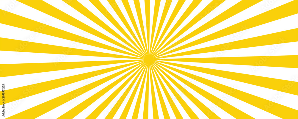 Fototapeta premium Latar belakang abstrak kuning dengan cahaya sunburst. starburst kuning dengan halftone. latar belakang retro sinar matahari dengan flash