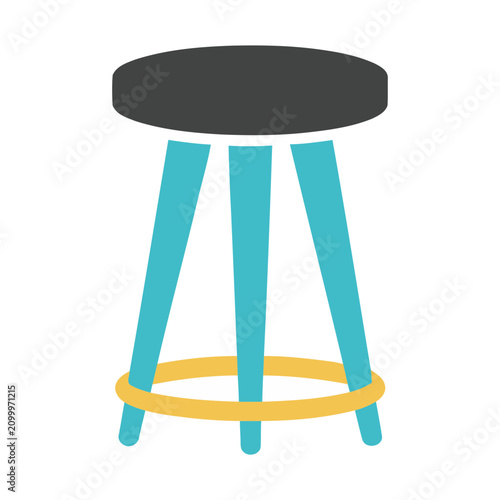 Bar stool with black seat and blue legs