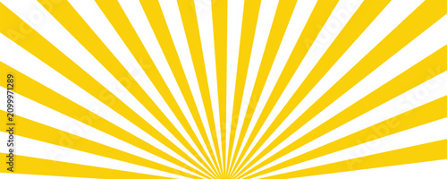 Latar belakang abstrak kuning dengan cahaya sunburst. starburst kuning dengan halftone. latar belakang retro sinar matahari dengan flash