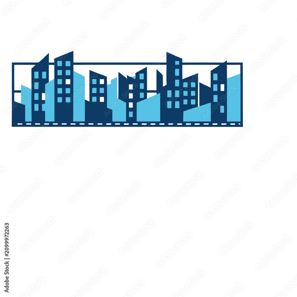 Fototapeta premium Abstract Cityscape with Blue Buildings