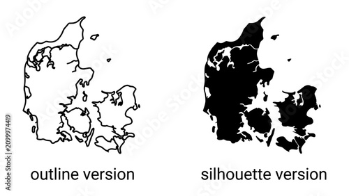 Cuadro en lienzo Denmark Map Outline and Silhouette