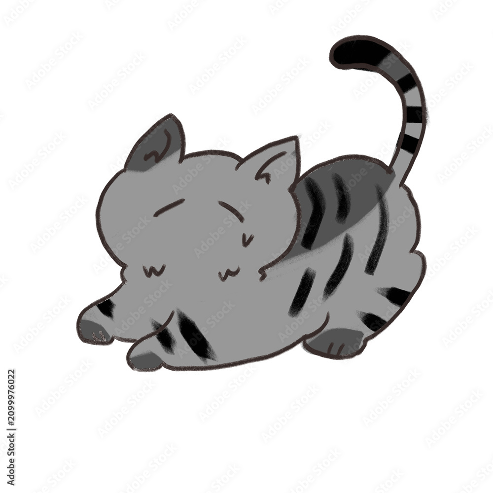 Fototapeta premium Hand Drawn Cute Cat Illustration