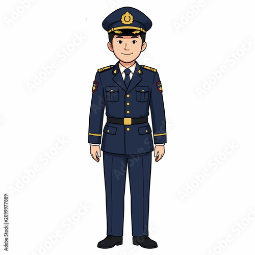 Young Male Officer Standing in Formal Uniform Portrait