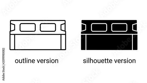 Cinder block outline and silhouette: A graphic representation showcasing a cinder block in both an outline and silhouette style, highlighting its distinctive structure and form for design purposes.