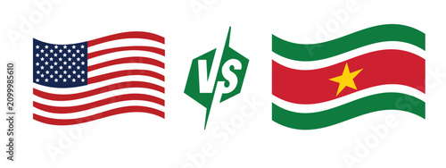 Foto United states and suriname national flags concept with suriname