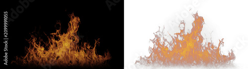Abstract burning fire with glowing particles and orange flames on checkered background. Decorative element for war or campfire scenes