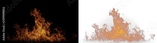 Abstract burning fire with glowing particles and orange flames on checkered background. Decorative element for war or campfire scenes