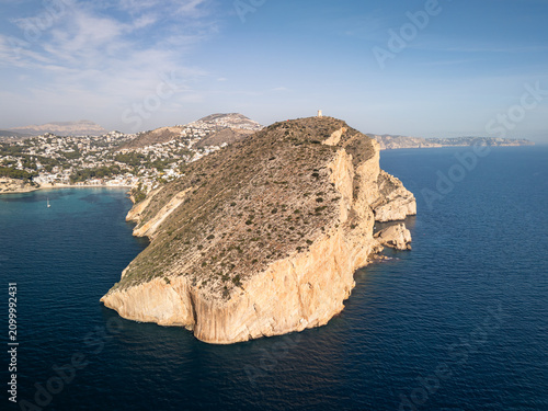 Aerial View of Mediterranean Cliff Peninsula, Moraira, Spain