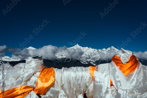China, Yunnan Province, Diqing Tibetan Autonomous Prefecture, Deqin County, Meili Snow Mountain Seen from Feilaisi Viewing Platform

