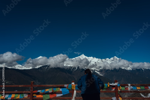 China, Yunnan Province, Diqing Tibetan Autonomous Prefecture, Deqin County, Meili Snow Mountain Seen from Feilaisi Viewing Platform
