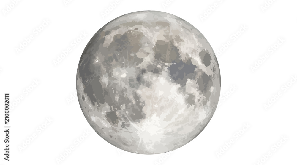 Naklejka premium Moon glows brightly against a stark white background during a clear night cycle.