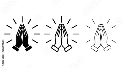 Minimalist Praying Hands Vector Icons for Religion, Worship and Spiritual Design