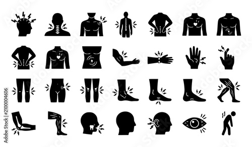 Bild auf Leinwand Human body pain points icons a comprehensive collection for medical and wellness