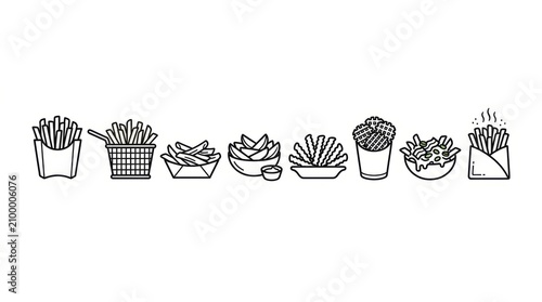 Collection of hand drawn cactus plants in various decorative pots.
