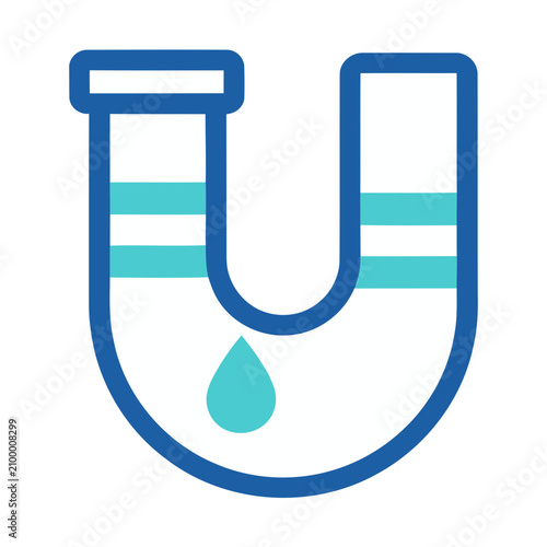U-bend pipe with water drop icon
