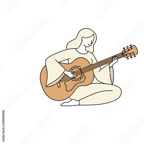 Woman playing acoustic guitar