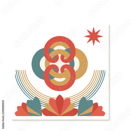 Abstract Geometric Floral and Star Design