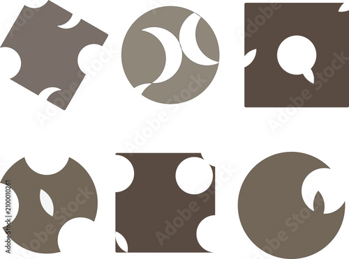 Modern Neutral Geometric Abstract Vector Logo Collection with Minimal Circular and Square Shapes