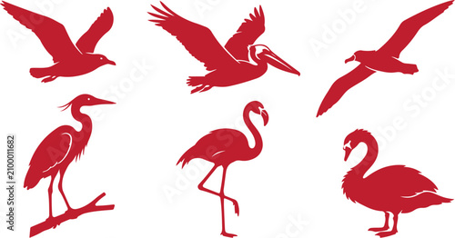 Foto Sea Birds Silhouette Set