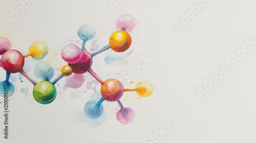 Colorful molecular structure illustration.