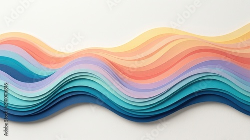Abstract paper waves in pastel colors modern wall art and background design