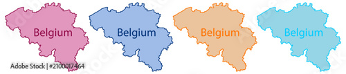 Photos Belgium map label collection with colorful flat design vector illustration