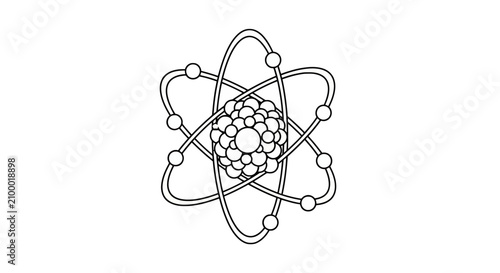 Fotografía Atomic structure diagram with nucleus and orbiting electrons