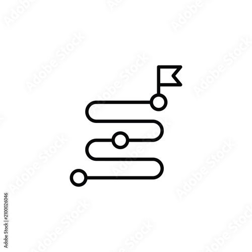Process progress path icon with checkpoints and flag finish line progress checkpoint milestone