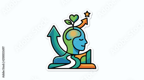 A stylized illustration of a person's head with a plant growing out of it