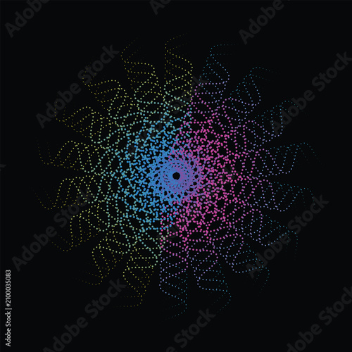 Принти на полотні Abstract kaleidoscopic pattern with gradient colors emanating from a central poi
