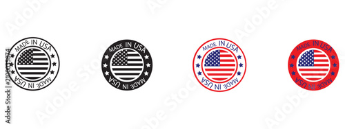 Canvastavla Two circular made in usa labels with star accents circular american