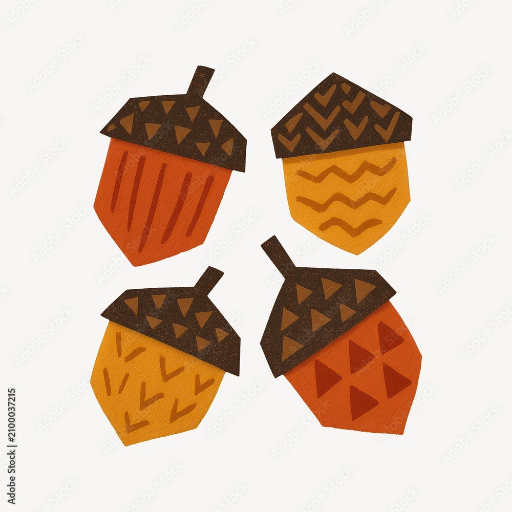 Obraz premium Colorful autumn acorn illustration