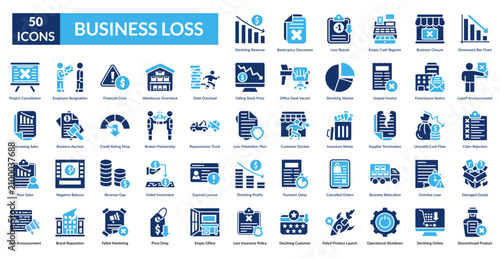 Fotografi Business Loss Fill Icon Set