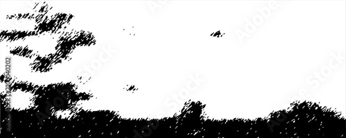 Canvas Print Abstract Black and White Landscape Silhouette With Dramatic Clouds and High Cont
