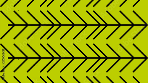 Abstract seamless pattern with black chevron arrows on a vibrant lime green background.
