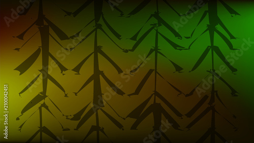 Abstract background with repeating chevron patterns in shades of green and yellow.