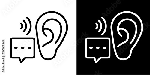 Active Listening  Icon Set White Line Style Collection