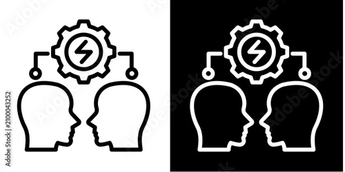 Foto Brainstorming Conflict  Icon Set White Line Style Collection