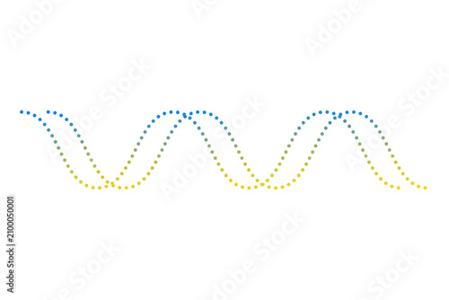 Double helix DNA strand composed of glowing dots in a smooth wave pattern during scientific research isolated on transparent background